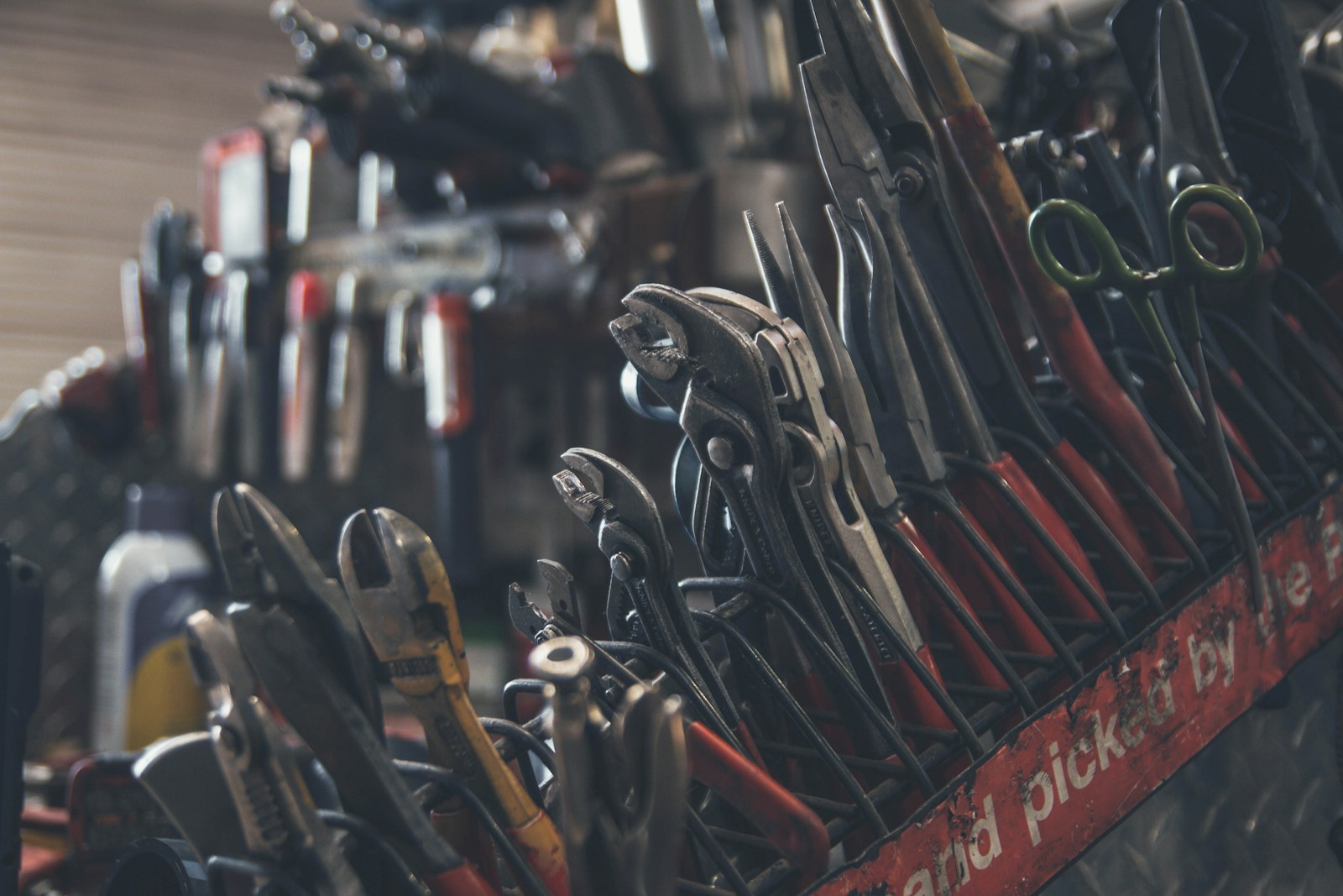 Set of mechanic hand tools laid out for an installation job